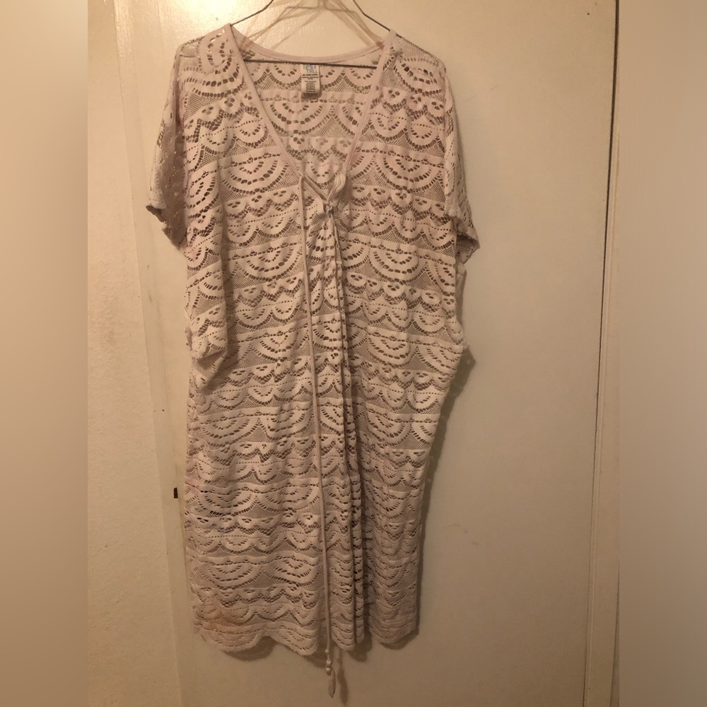 Time & Tru Off White Swimsuit Cover Up 2x (20w-22w)
